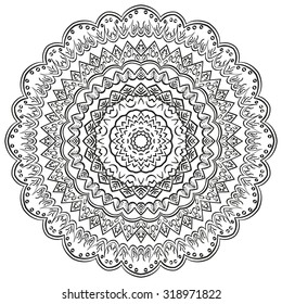 Ray edge mandala tracery wheel mehendi  design. Tracery calming ornament. Neat even binary harmonious doodle texture. Indifferent discreet. Ambitious bracing usable doodling mehndi pattern. Vector. 