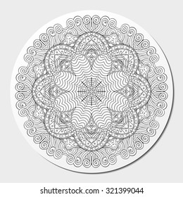 Ray edge mandala tracery wheel mehendi  design. Tracery calming ornament. Neat even binary harmonious doodle texture. Indifferent discreet. Ambitious bracing usable doodling mehndi pattern. Vector. 