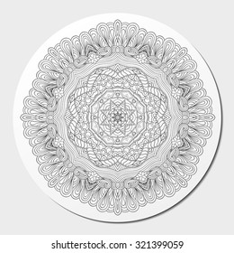 Ray edge mandala tracery wheel mehendi  design. Tracery calming ornament. Neat even binary harmonious doodle texture. Indifferent discreet. Ambitious bracing usable doodling mehndi pattern. Vector. 