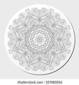 Ray edge mandala tracery wheel mehendi  design. Tracery calming ornament. Neat even binary harmonious doodle texture. Indifferent discreet. Ambitious bracing usable doodling mehndi pattern. Vector. 