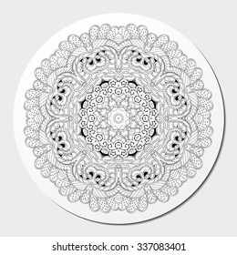 Ray edge mandala tracery wheel mehendi  design. Tracery calming ornament. Neat even binary harmonious doodle texture. Indifferent discreet. Ambitious bracing usable doodling mehndi pattern. Vector. 