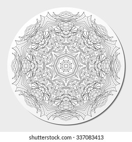 Ray edge mandala tracery wheel mehendi  design. Tracery calming ornament. Neat even binary harmonious doodle texture. Indifferent discreet. Ambitious bracing usable doodling mehndi pattern. Vector. 