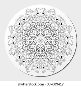 Ray edge mandala tracery wheel mehendi  design. Tracery calming ornament. Neat even binary harmonious doodle texture. Indifferent discreet. Ambitious bracing usable doodling mehndi pattern. Vector. 