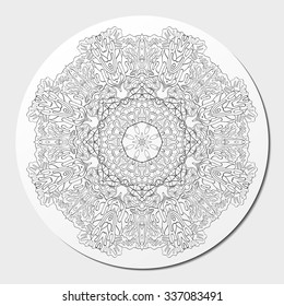 Ray edge mandala tracery wheel mehendi  design. Tracery calming ornament. Neat even binary harmonious doodle texture. Indifferent discreet. Ambitious bracing usable doodling mehndi pattern. Vector. 