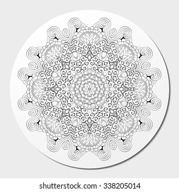 Ray edge mandala tracery wheel mehendi  design. Tracery calming ornament. Neat even binary harmonious doodle texture. Indifferent discreet. Ambitious bracing usable doodling mehndi pattern. Vector. 