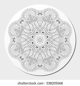 Ray edge mandala tracery wheel mehendi  design. Tracery calming ornament. Neat even binary harmonious doodle texture. Indifferent discreet. Ambitious bracing usable doodling mehndi pattern. Vector. 