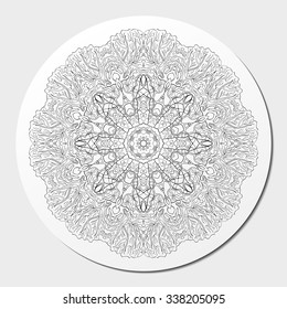 Ray edge mandala tracery wheel mehendi  design. Tracery calming ornament. Neat even binary harmonious doodle texture. Indifferent discreet. Ambitious bracing usable doodling mehndi pattern. Vector. 