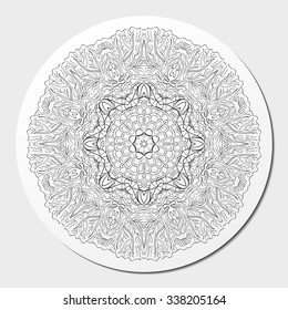 Ray edge mandala tracery wheel mehendi  design. Tracery calming ornament. Neat even binary harmonious doodle texture. Indifferent discreet. Ambitious bracing usable doodling mehndi pattern. Vector. 