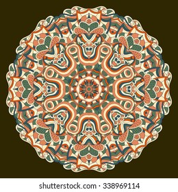 Ray edge mandala tracery wheel mehendi design. Tracery calming ornament. Neat even colorful harmonious doodle texture. Indifferent discreet. Trace bracing usable doodling mehndi pattern. Vector.