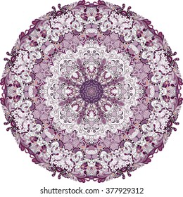 Ray edge mandala tracery wheel mehndi design. Tracery calming ornament. Neat even colorful harmonious doodle texture. Indifferent discreet. Trace bracing usable doodling mehndi pattern. Vector.