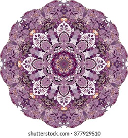 Ray edge mandala tracery wheel mehndi design. Tracery calming ornament. Neat even colorful harmonious doodle texture. Indifferent discreet. Trace bracing usable doodling mehndi pattern. Vector.