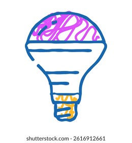 ray glow light bulb doodle icon sketch vector. ray glow light bulb sign. isolated symbol illustration
