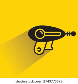 ray gun icon with shadow on yellow background
