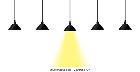 Rayo de esperanza. Plano, amarillo, haz de luz. Ilustración vectorial.