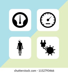 ray icon. 4 ray set with speed, sun and human body vector icons for web and mobile app