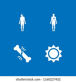 ray icon. 4 ray set with sun, human body and broken bone vector icons for web and mobile app