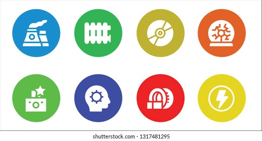 ray icon set. 8 filled ray icons.  Simple modern icons about  - Nuclear, Flash, Radiator, Inspiration, Compact disc, Tomography, Plasma ball