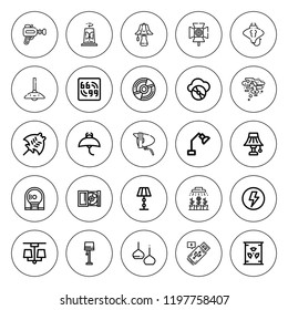 Ray icon set. collection of 25 outline ray icons with astral, compact disc, flash, light, laser, lamp, illumination, manta ray, nuclear, spark icons. editable icons.