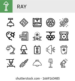 ray icon set. Collection of Lamp, X ray, Laser, Radioactive, Light, Burst, Compact disc, Lighting, Spark icons