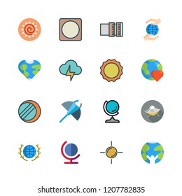 ray icon set. vector set about light bolt, planet earth, ufo and lens icons set.