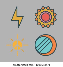 ray icon set. vector set about eclipse, sun and light bolt icons set.