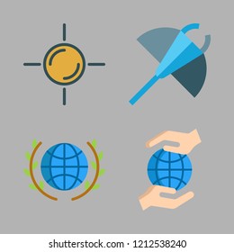 ray icon set. vector set about manta ray, planet earth and sun icons set.