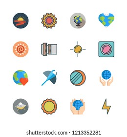 ray icon set. vector set about manta ray, sun, light bolt and planet earth icons set.
