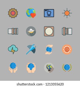 ray icon set. vector set about earth globe, lens, manta ray and x ray icons set.