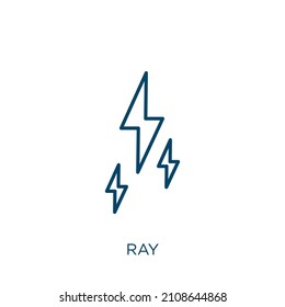 icono de rayo. Icono de contorno lineal delgado aislado en fondo blanco. Signo de rayo vectorial de línea, símbolo para web y móvil