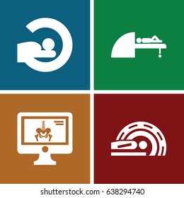Ray icons set. set of 4 ray filled icons such as mri