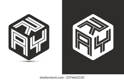RAY letter logo design with illustrator cube logo, vector logo modern alphabet font overlap style. Premium Business logo icon. White color on black background