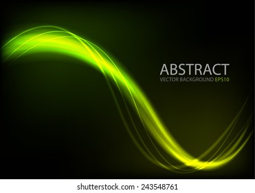 Ray light background green and yellow curve line technology digital lighting art background for text and message design , vector