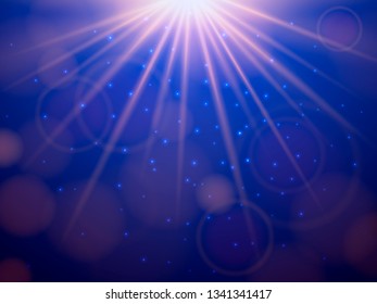 Ray of light in deep water. Vector illustration.