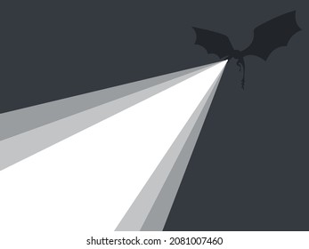 Rayo de luz. Dragón lanzando un rayo de luz. Cartel de publicidad. Ilustración del vector
