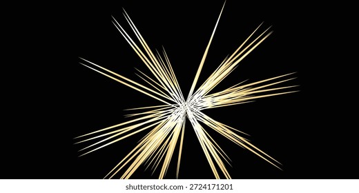 Explosión de luz de rayos con Ilustración vectorial de fondo de color dorado de color dorado, líneas de velocidad láser abstractas. 