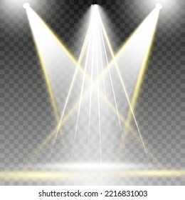 Ray of light in the night.The spotlight shines on the stage. Vector illustration