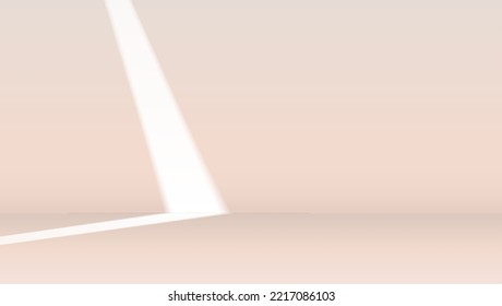 Rayo de luz en la pared beige. Fondo abstracto, escena para la visualización del producto. Ilustración del vector