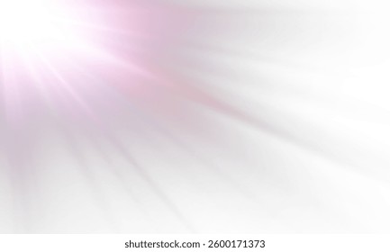 Ray of light, sun shining with rainbow red, yellow and blue colors. Vector lenses, diffusing glare, reflection. Sparkling shine. Sunlight, minimalist design.