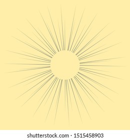 ray light sunburst isolated on yellow background. vector illustration 