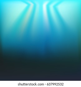 Ray Lights explosion background with blue colors. background rays of light under water. Blue background - Vector