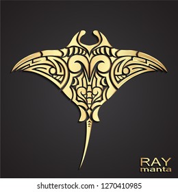 ray manta 3d golden ornamtal logo