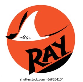 Ray on red dot background