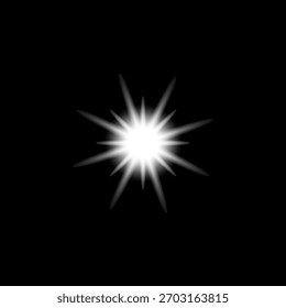 Ray Radiance Star Burst Effect.  Abstract White Light Flare Glow Background for Modern Digital Design