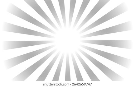 Ray sun light. Sunburst background. Radial circle line. Pattern starburst. Comic beam lines. Sun effect rays. Abstract firework. Concentration stripe. Cartoons lightning style. Vector illustration