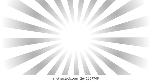 Ray sun light. Sunburst background. Radial circle line. Pattern starburst. Comic beam lines. Sun effect rays. Abstract firework. Concentration stripe. Cartoons lightning style. Vector illustration