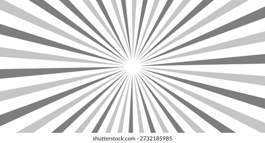 Raio de luz solar. Fundo Sunburst. Linha do círculo radial. Estrela estelar padrão. Linhas de feixe cômico. Raios de efeito solar. Fogo de artifício abstrato. Fita de concentração. Estilo de desenho animado relâmpago. Ilustração vetorial