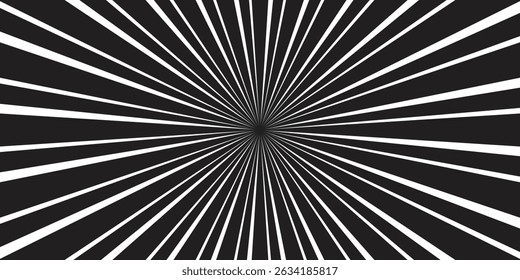 Ray twist light. Black color strips wavy isolated on white background. Radial waves line. Pattern curved. Comic spinning. Effect curves rays. Vector Ilustration