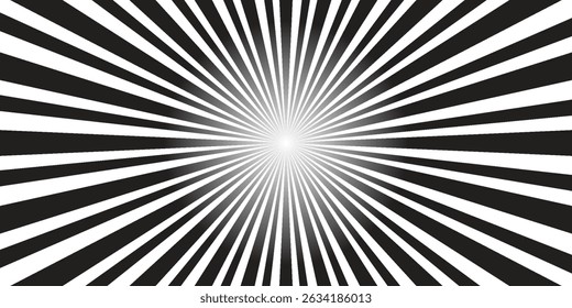 Ray twist light. Black color strips wavy isolated on white background. Radial waves line. Pattern curved. Comic spinning. Effect curves rays. Vector Ilustration