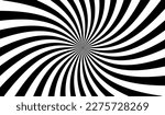 Ray twist light. Black strips isolated on white background. Radial waves line. Pattern curved. Comic spinning. Effect curves rays. Abstract concentration stripe. Cartoons style. Vector illustration