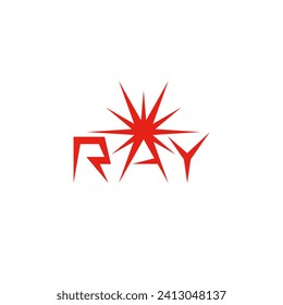 Ray typography geometric letter logo design.